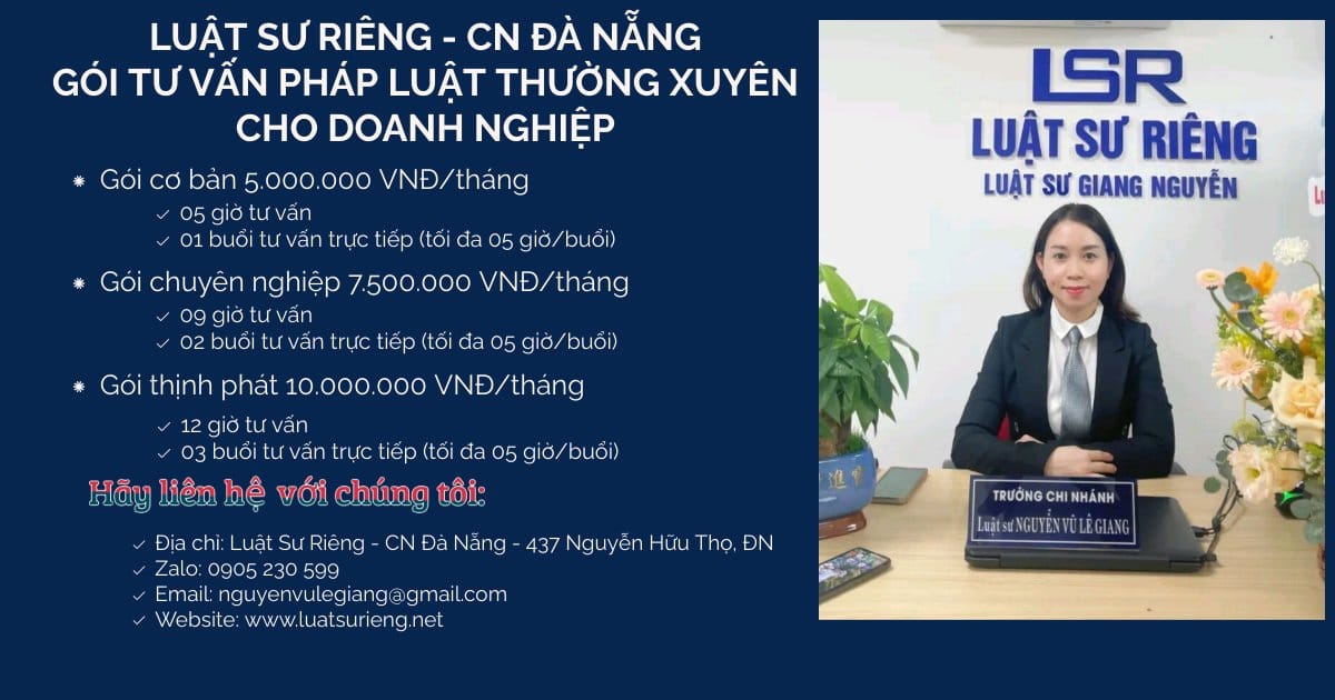 Ảnh. Các gói Dịch vụ pháp lý của LSR chi nhánh Đà Nẵng 